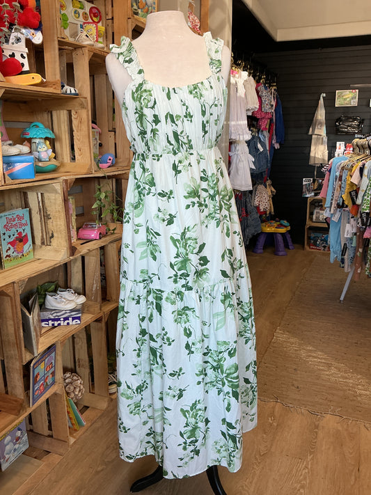 NWT Womens Large Abercrombie & Fitch Green Leafy Tank Dress