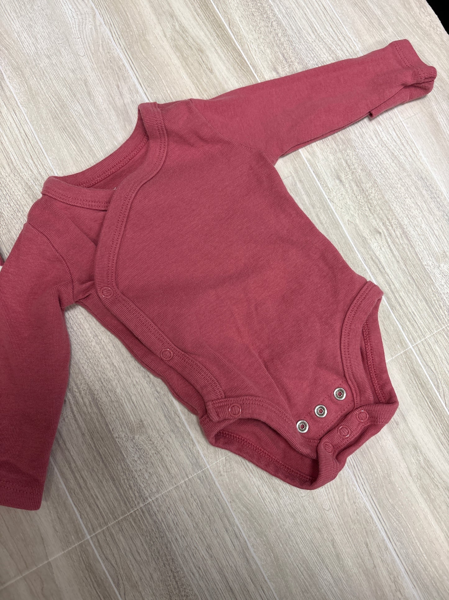 0-3m Quince Mauve Striped Onesie 2 Pack - Long Sleeve Kimono + Short Sleeve