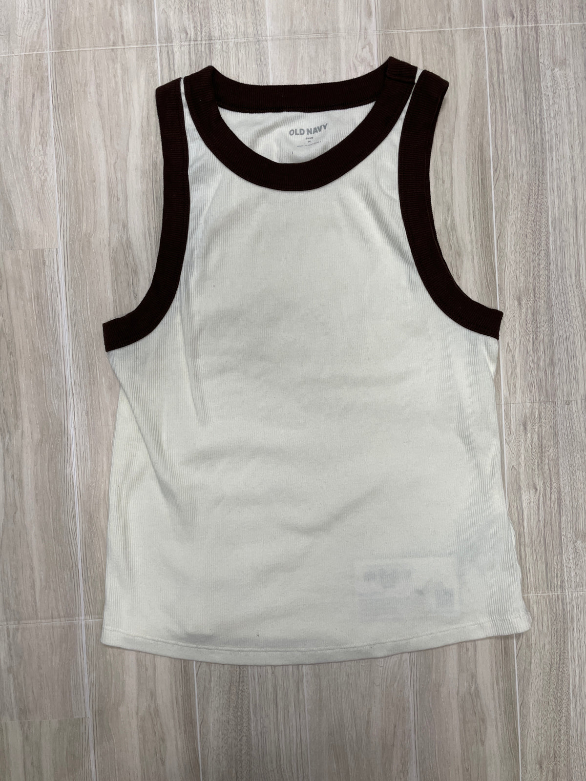 Womens Medium Cream/Brown Ribbed Tank