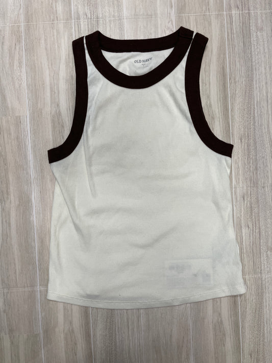 Womens Medium Cream/Brown Ribbed Tank