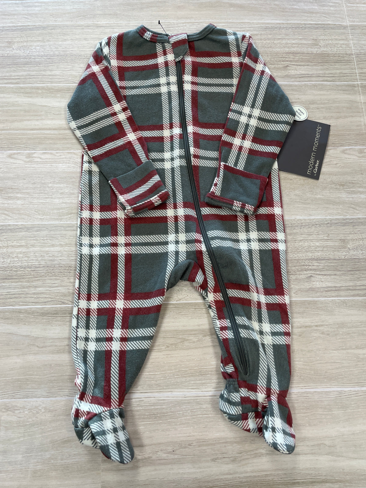 NWT 0-3m Grey/Red Plaid Pajama
