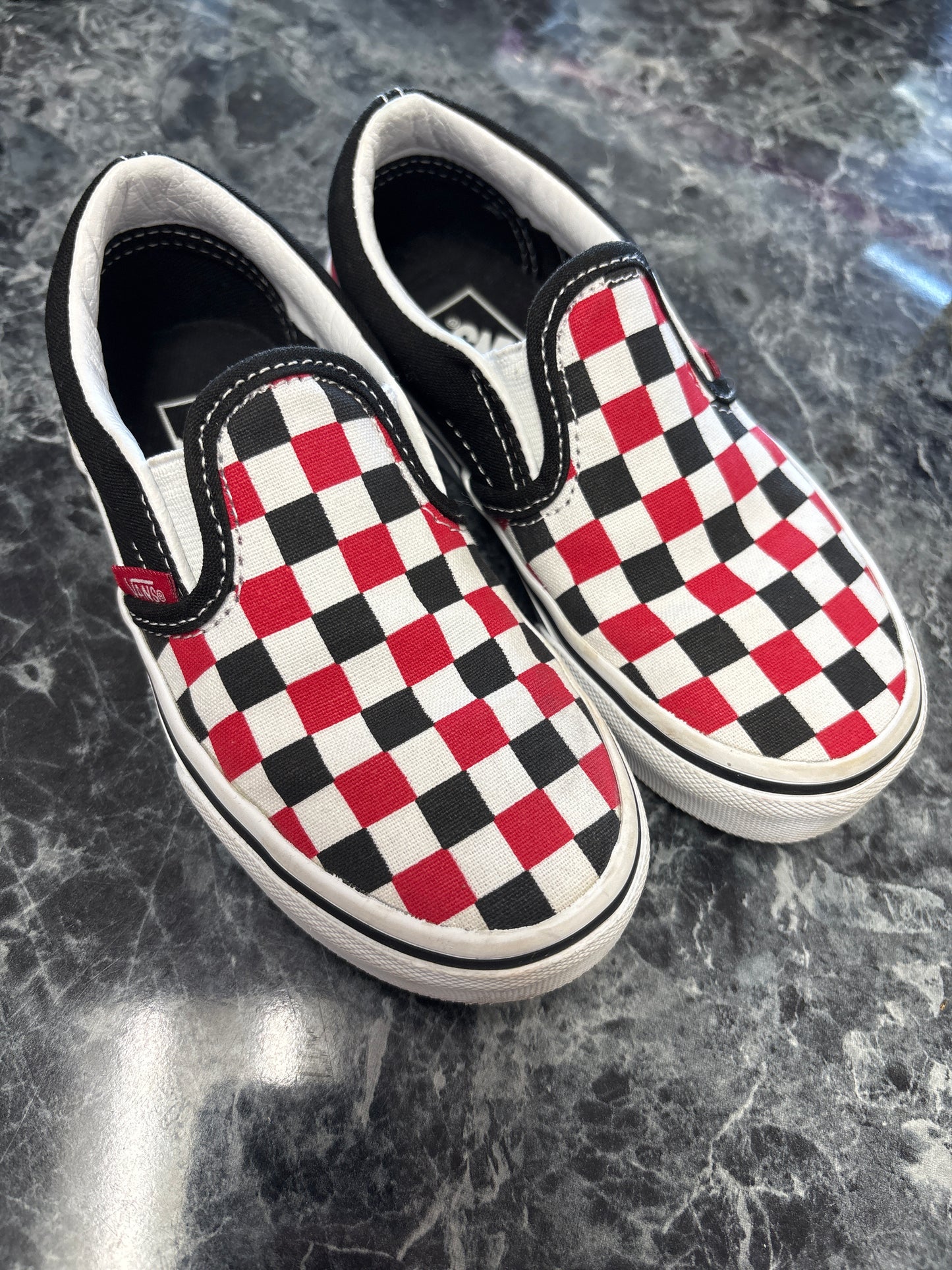 11c Vans Red/Black Checkered Slip On Shoes
