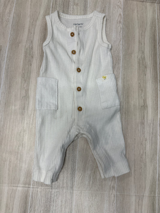 Newborn White Ribbed Button Romper