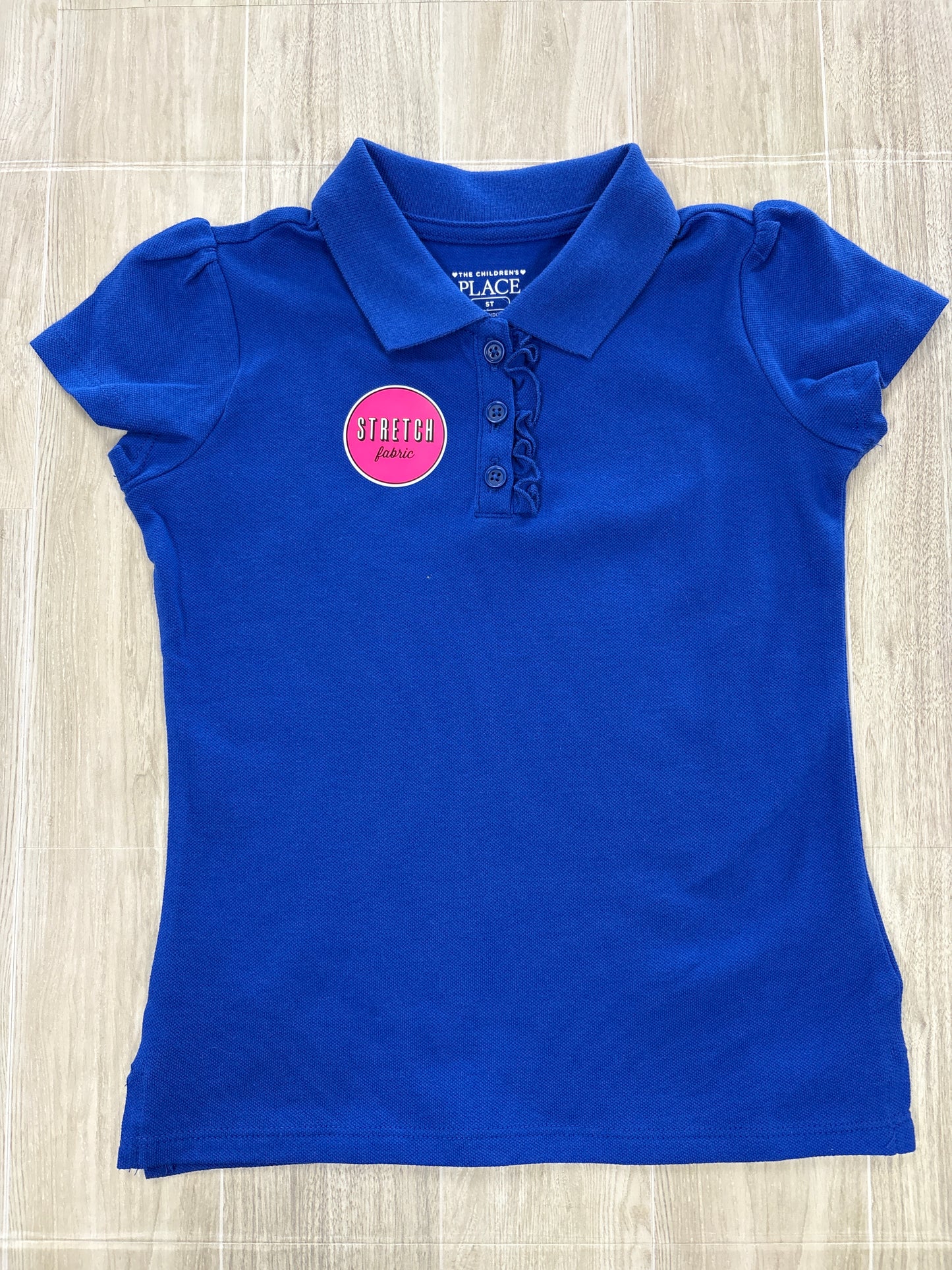 NWT 5T Royal Blue Ruffle Button Collared Tee