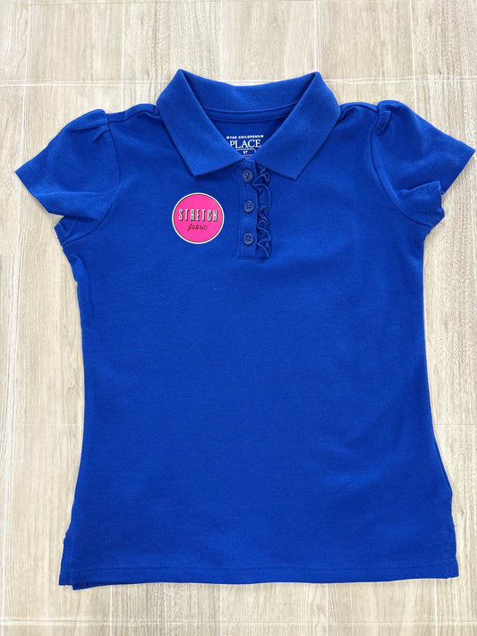 NWT 5T Royal Blue Ruffle Button Collared Tee