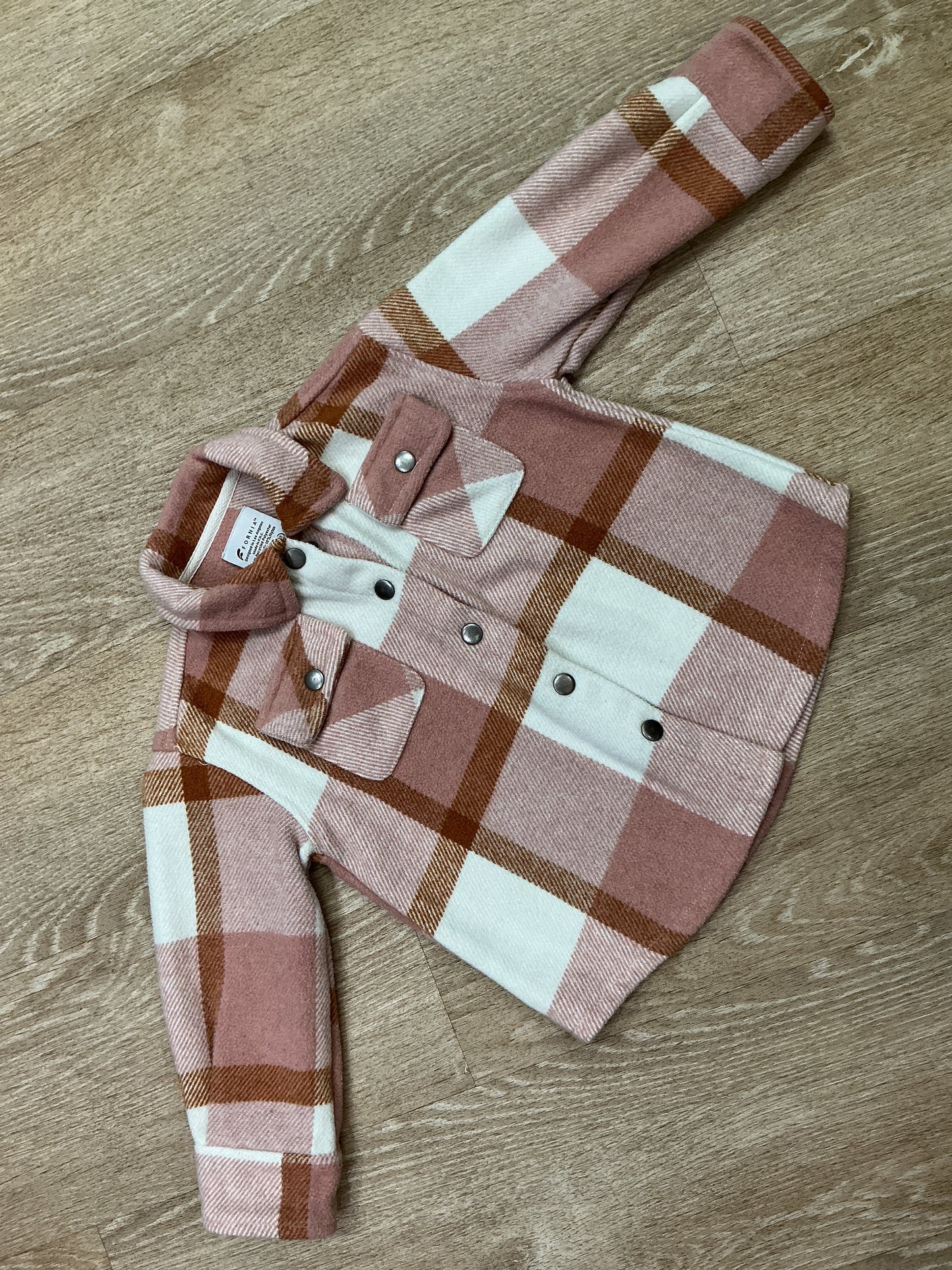 4T Fornia Pink Plaid Shacket