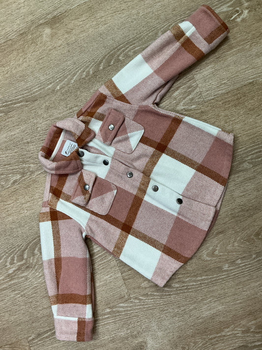 4T Fornia Pink Plaid Shacket