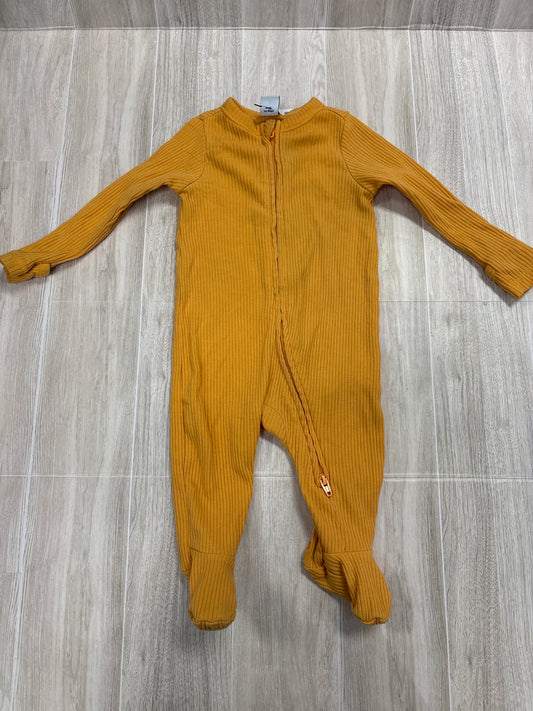 0-3m Orange Ribbed Pajama