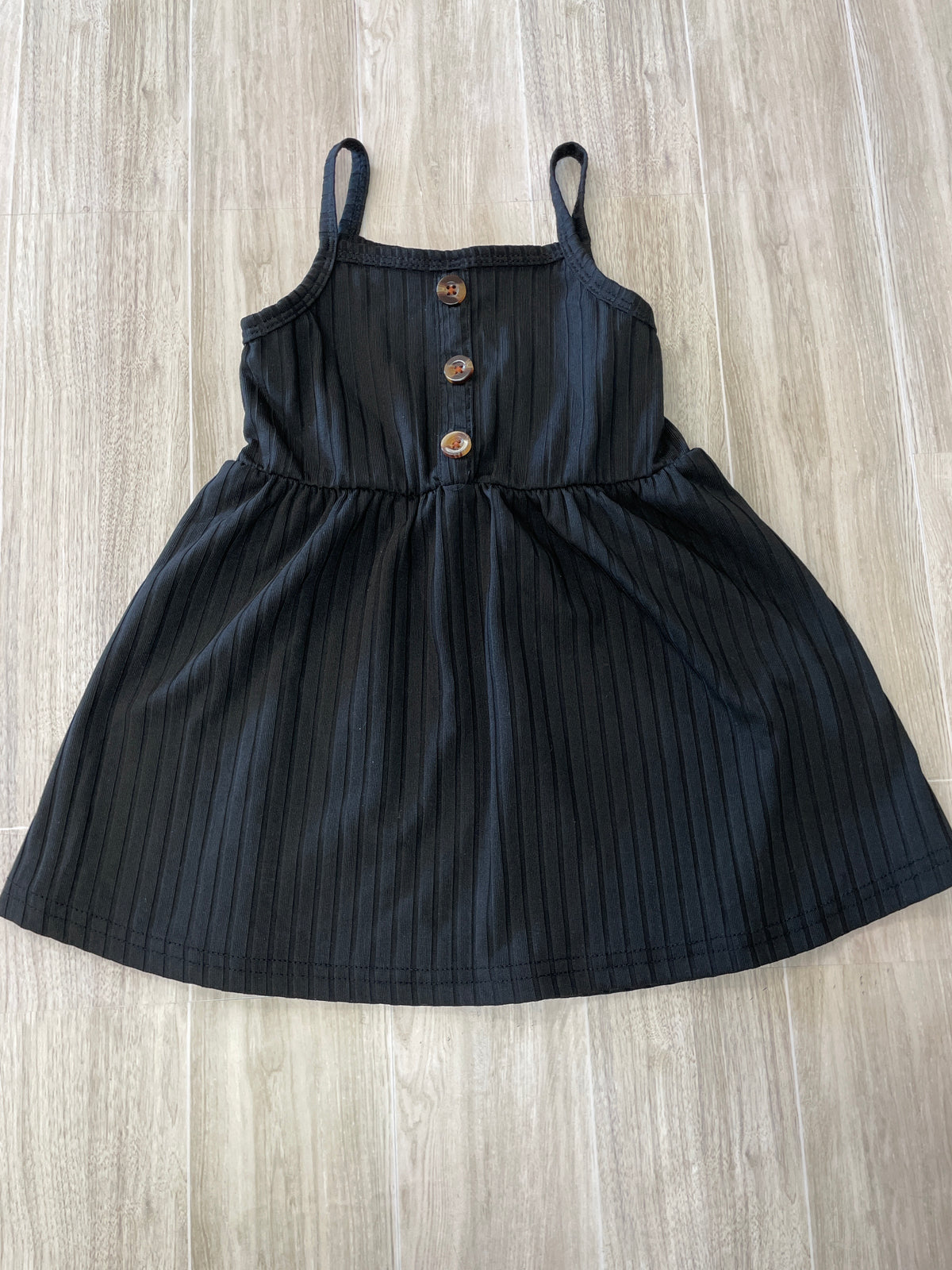 18-24m Black Button Ribbed Tank Dress