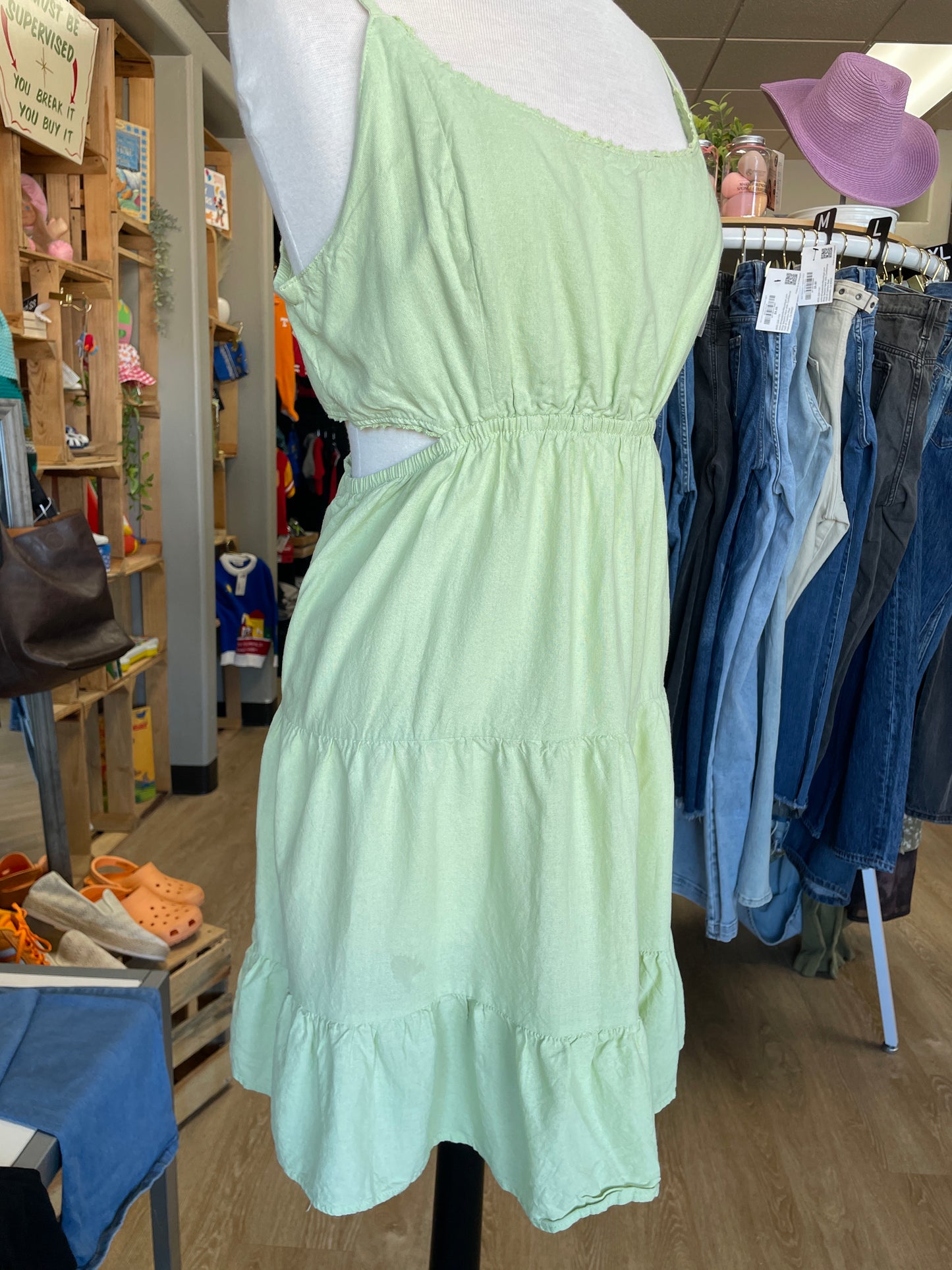 XL Light Green Side Cutout Tank Dress - Blemish