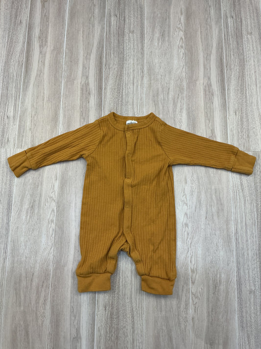 Newborn Ribbed Long Sleeve Romper - Rust