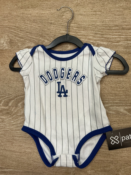 12m Dodgers Glitter Striped Onesie