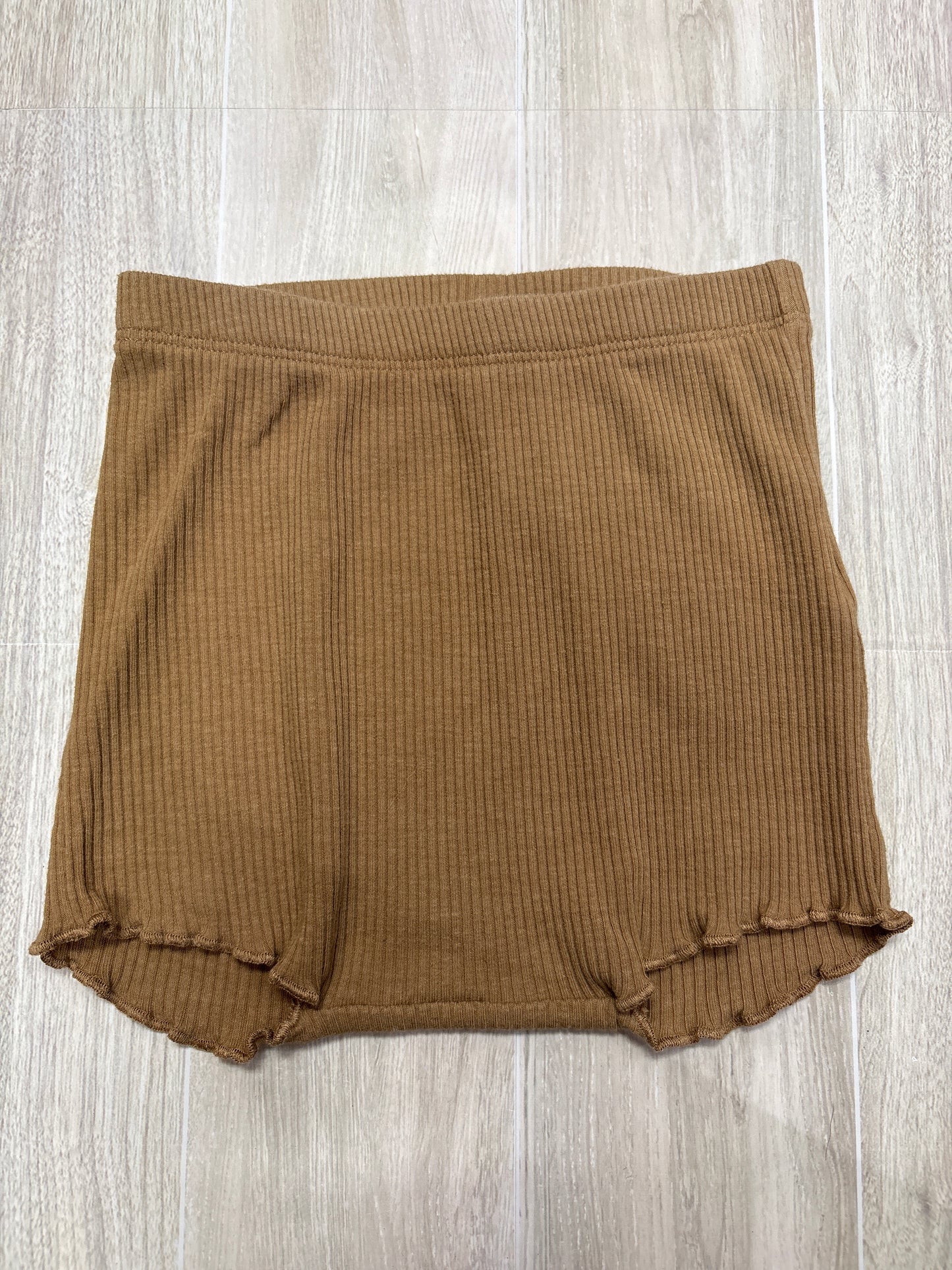 12-18m Ribbed Lettuce Hem Bloomers - Camel