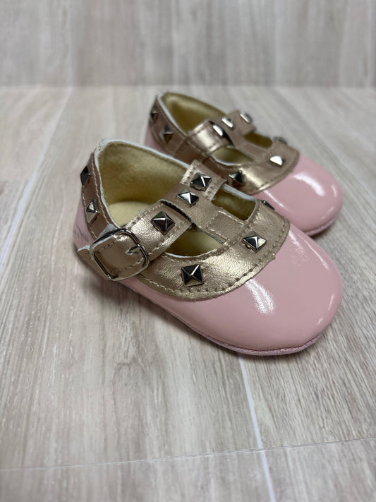 1c Pink Studded Infant Crib Shoes