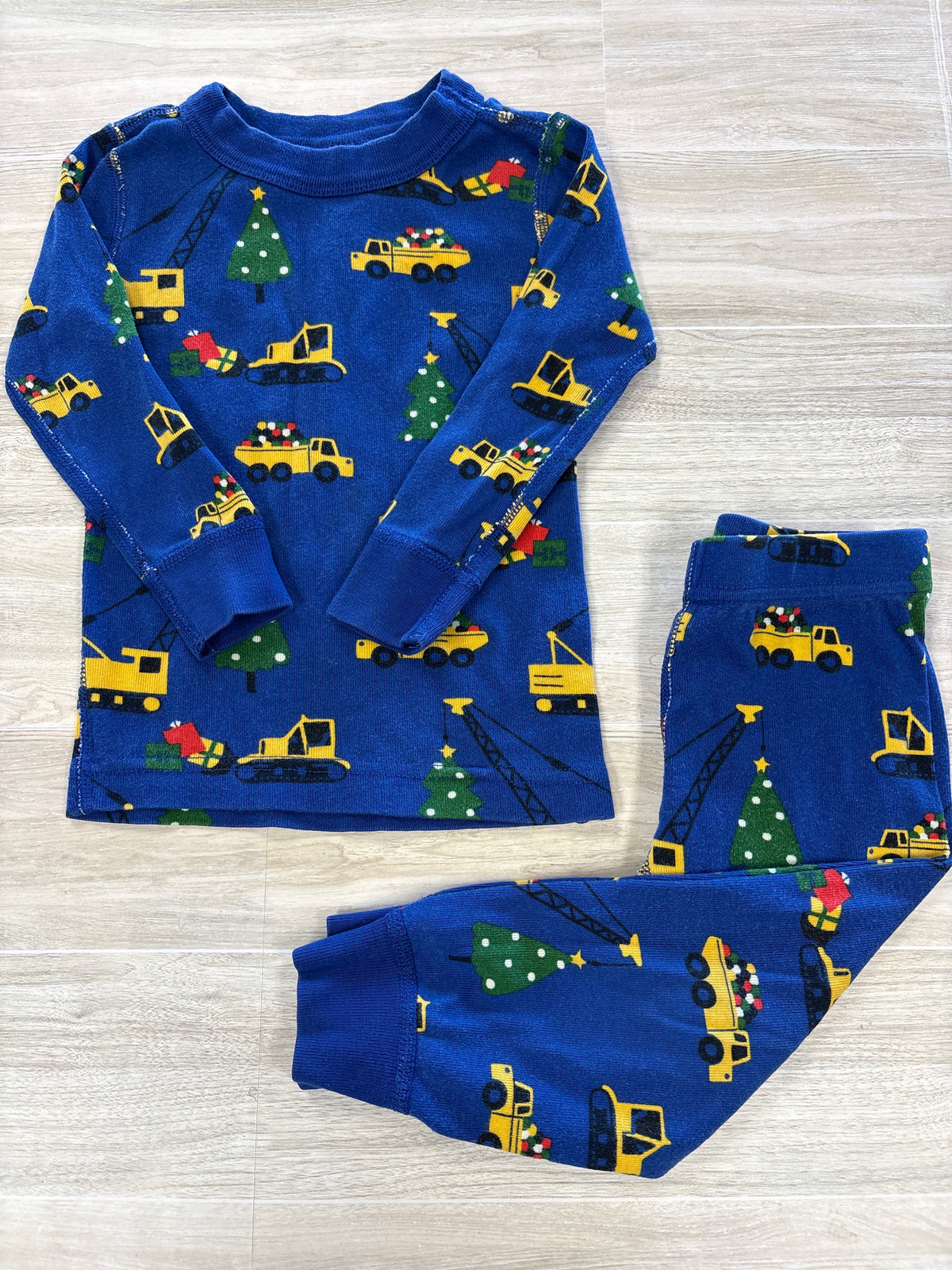 2T Royal Blue Christmas Tractor Pajama Set