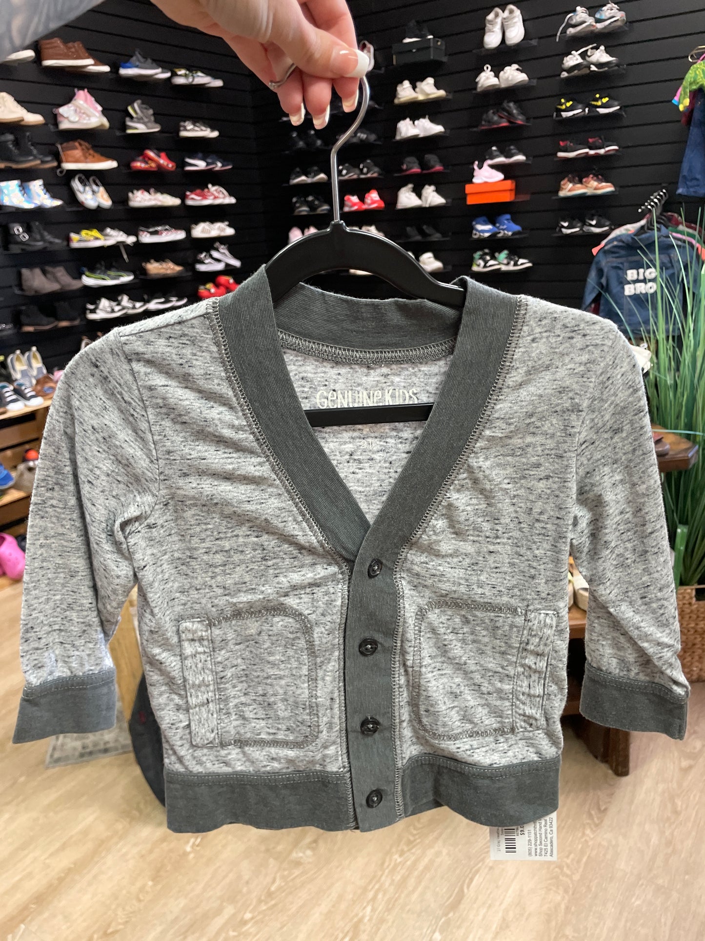 2T Gray Heathered Button Up Sweater