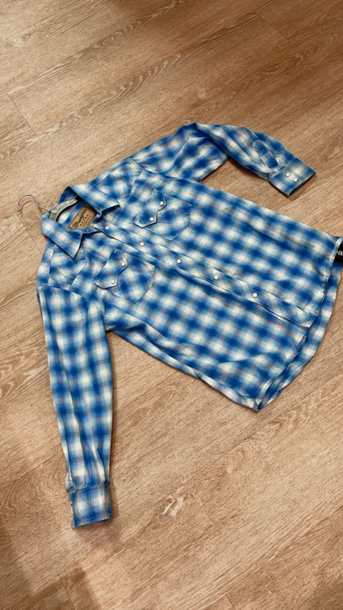 10/12 Wrangler Blue Plaid Pearl Snap Shirt