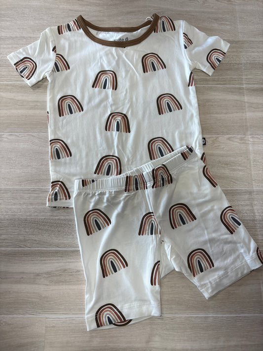 NWT 2T Kyte Brown Rainbows 2 Piece Pajama Set