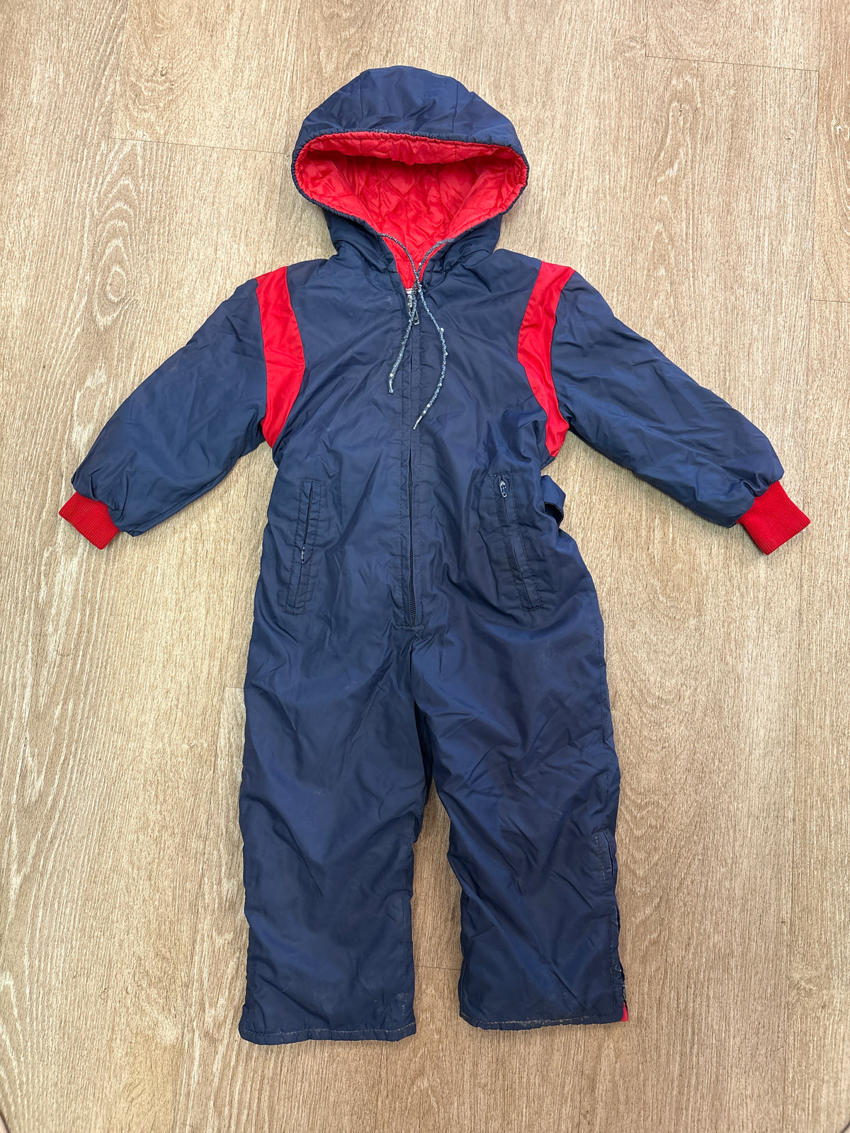 VINTAGE 3T Navy/Red Snow Suit