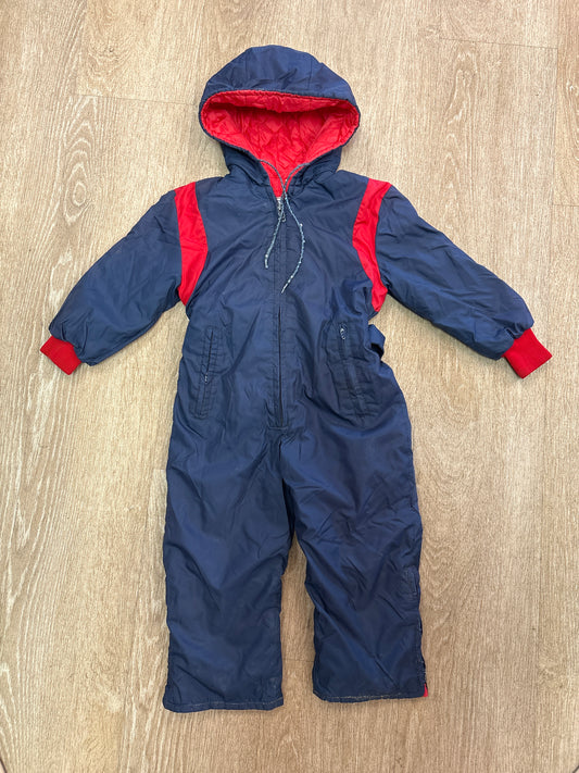 VINTAGE 3T Navy/Red Snow Suit