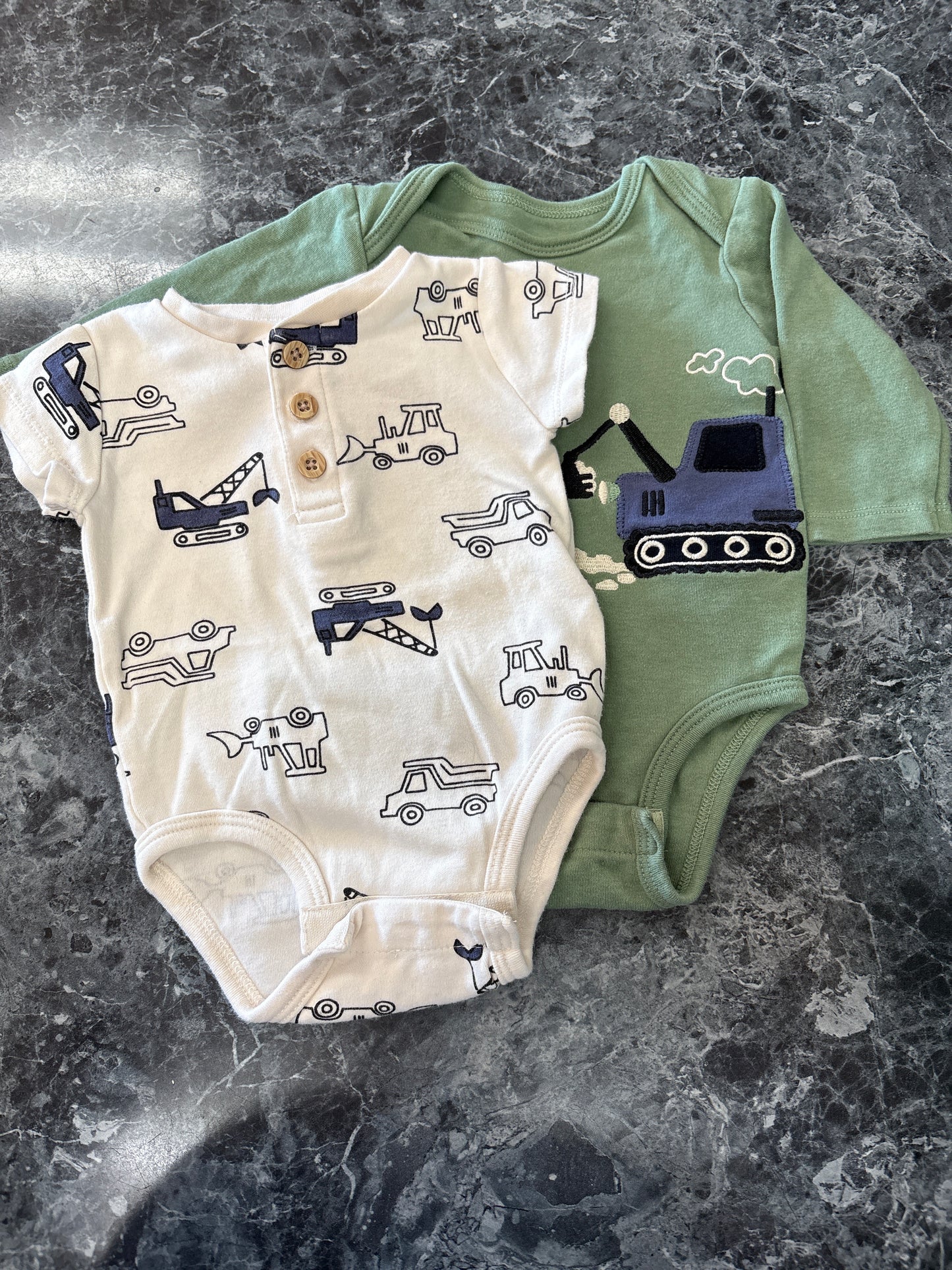 3m Green/Tractor Onesie 2 Pack