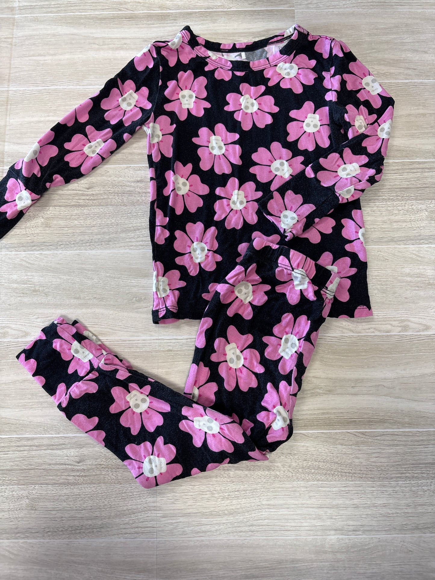 18-24m Black/Pink Skull Flower 2 Piece Pajama Set