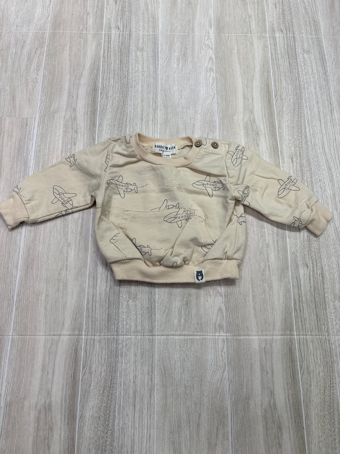 3-6m Cream Airplane Pocket Sweater