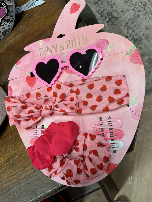 NWT Strawberry Hair Accessory + Sunglasses Set