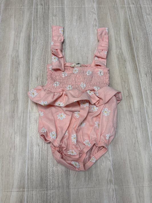 3-6m Pink Daisy Tank Bubble Onesie