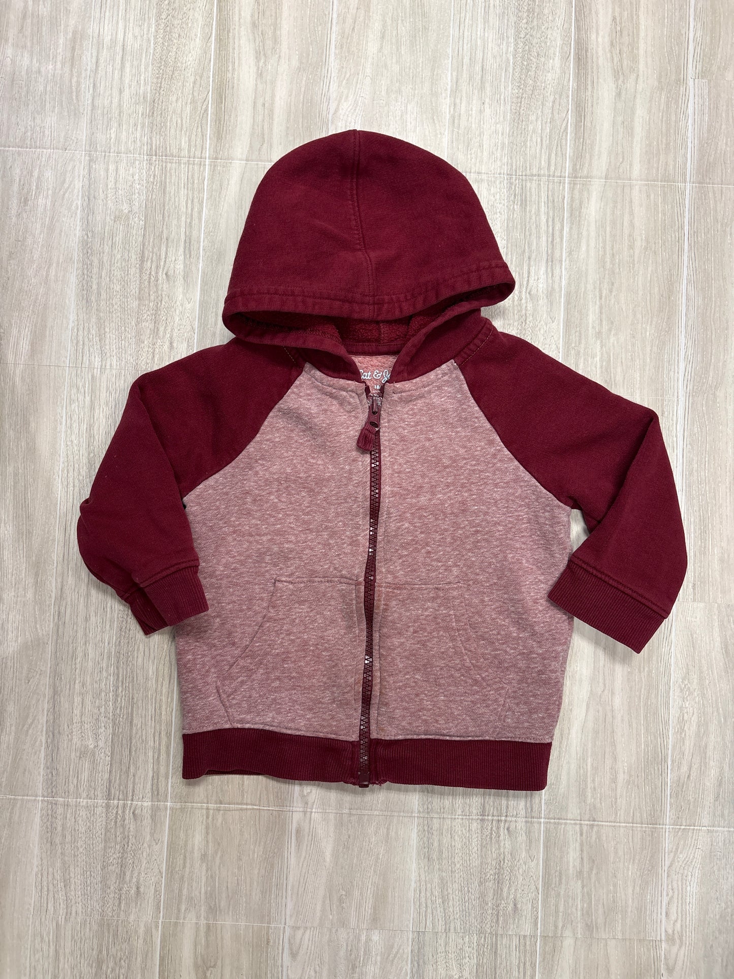 18m Heathered Maroon Zip Up Hoodie