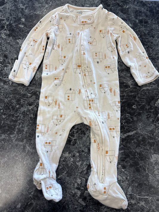 3-6m White Houses and Trees Pajama
