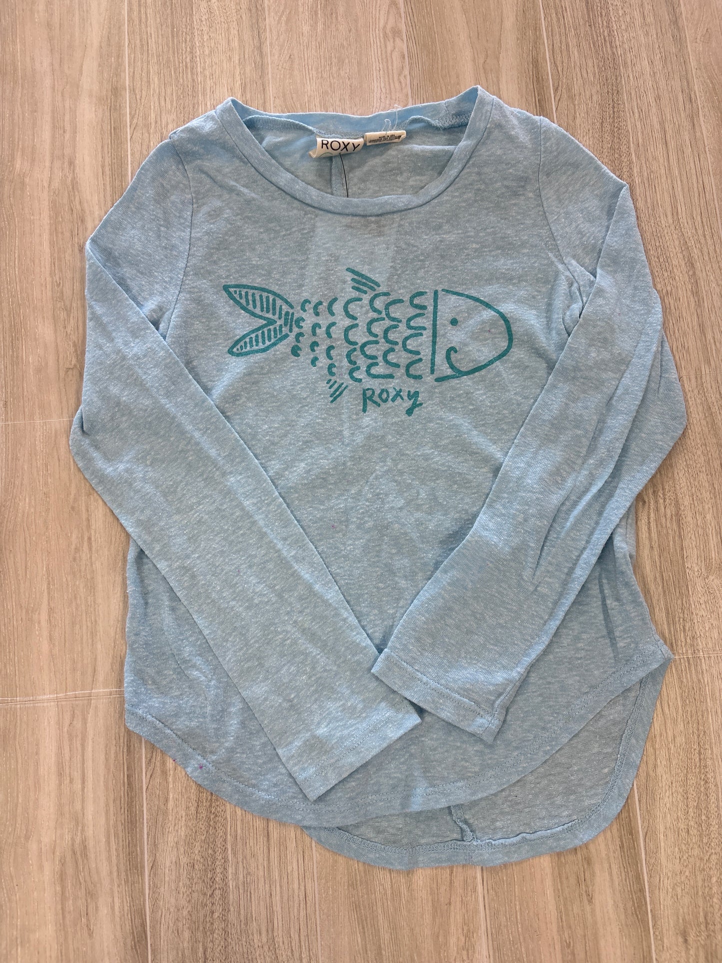 7 Roxy Light Blue Fish Graphic Long Sleeve