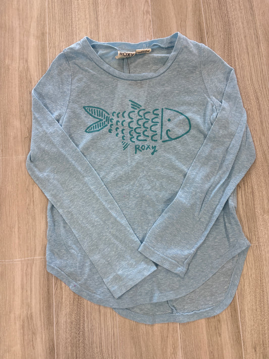 7 Roxy Light Blue Fish Graphic Long Sleeve