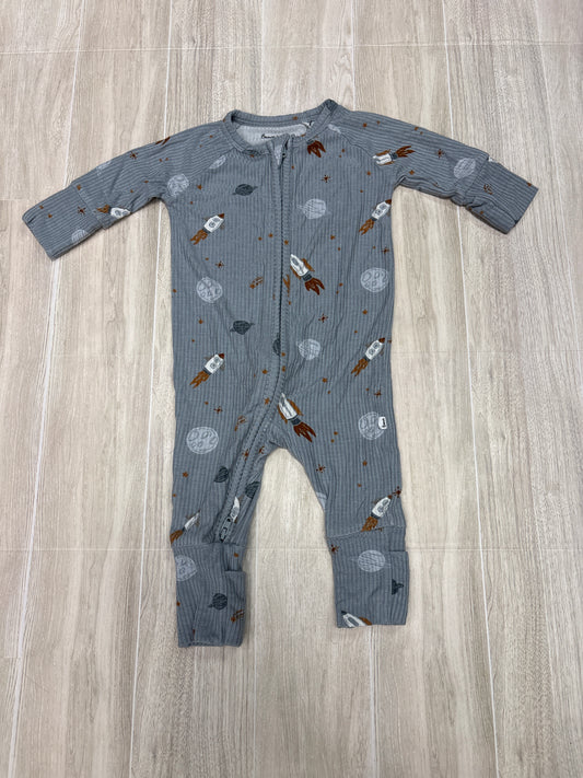 Newborn Brave Little Ones Ribbed Dusty Blue Space Pajama
