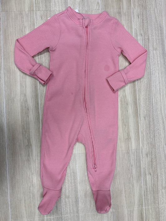 3-6m Bubblegum Pink Ribbed Footie Pajama