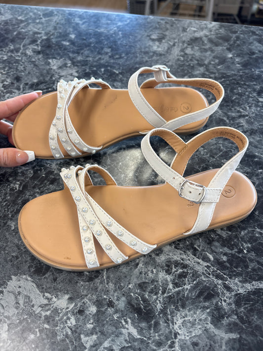 2Y White Pearl Strappy Sandals
