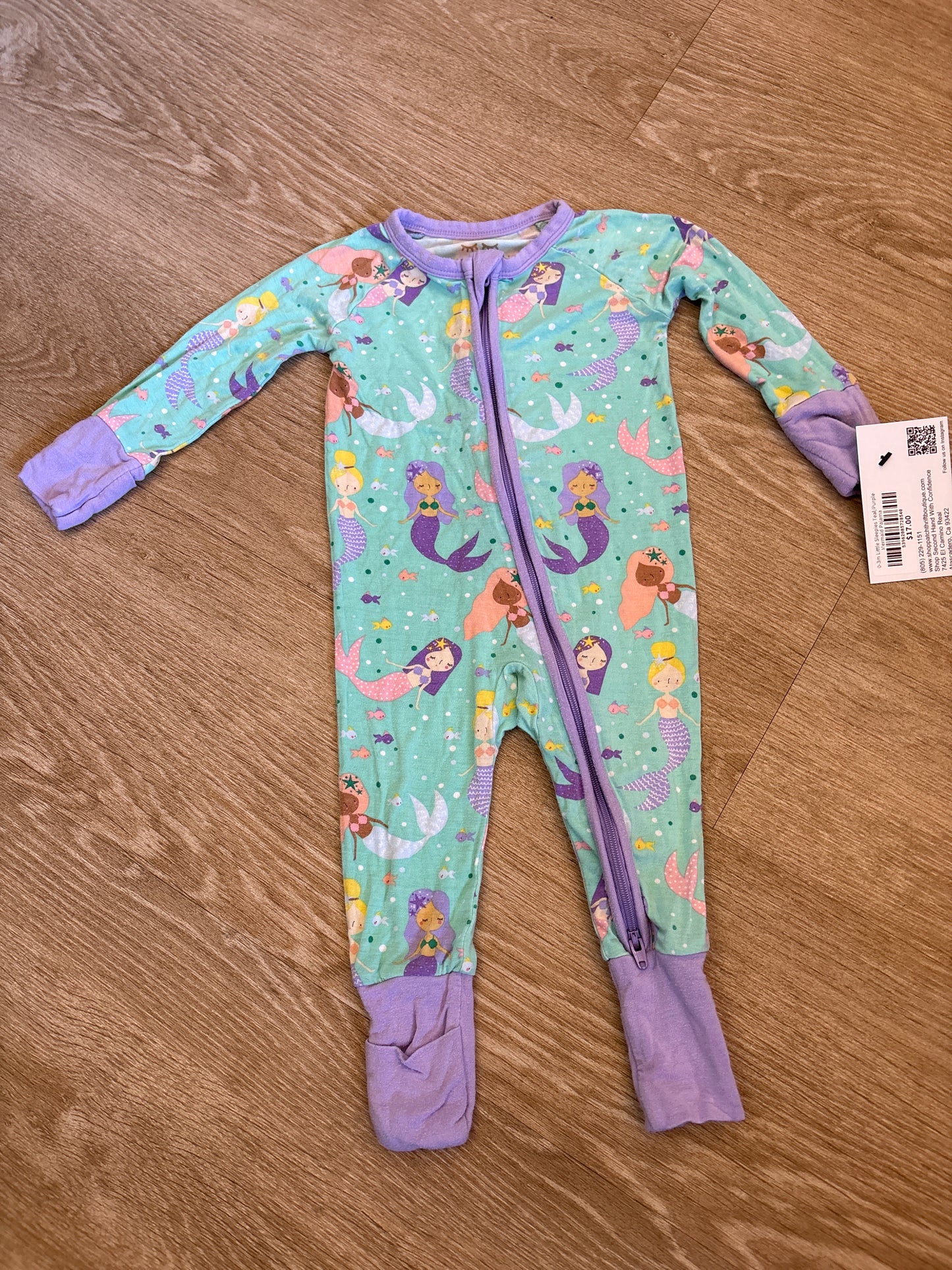 0-3m Little Sleepies Teal/Purple Mermaid Pajama