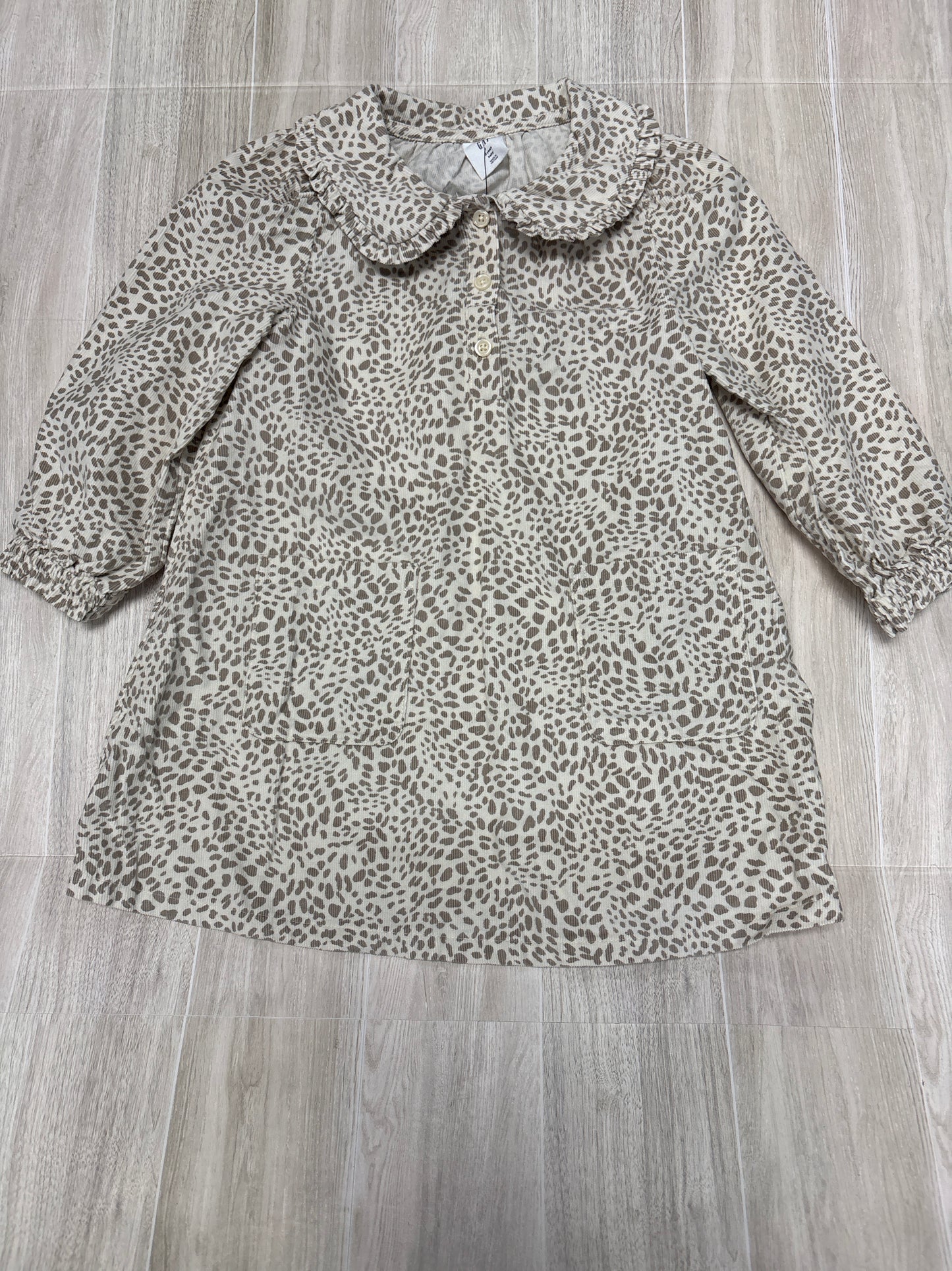 3T Gap Cream/Tan Spotted Collared Pocket Dress