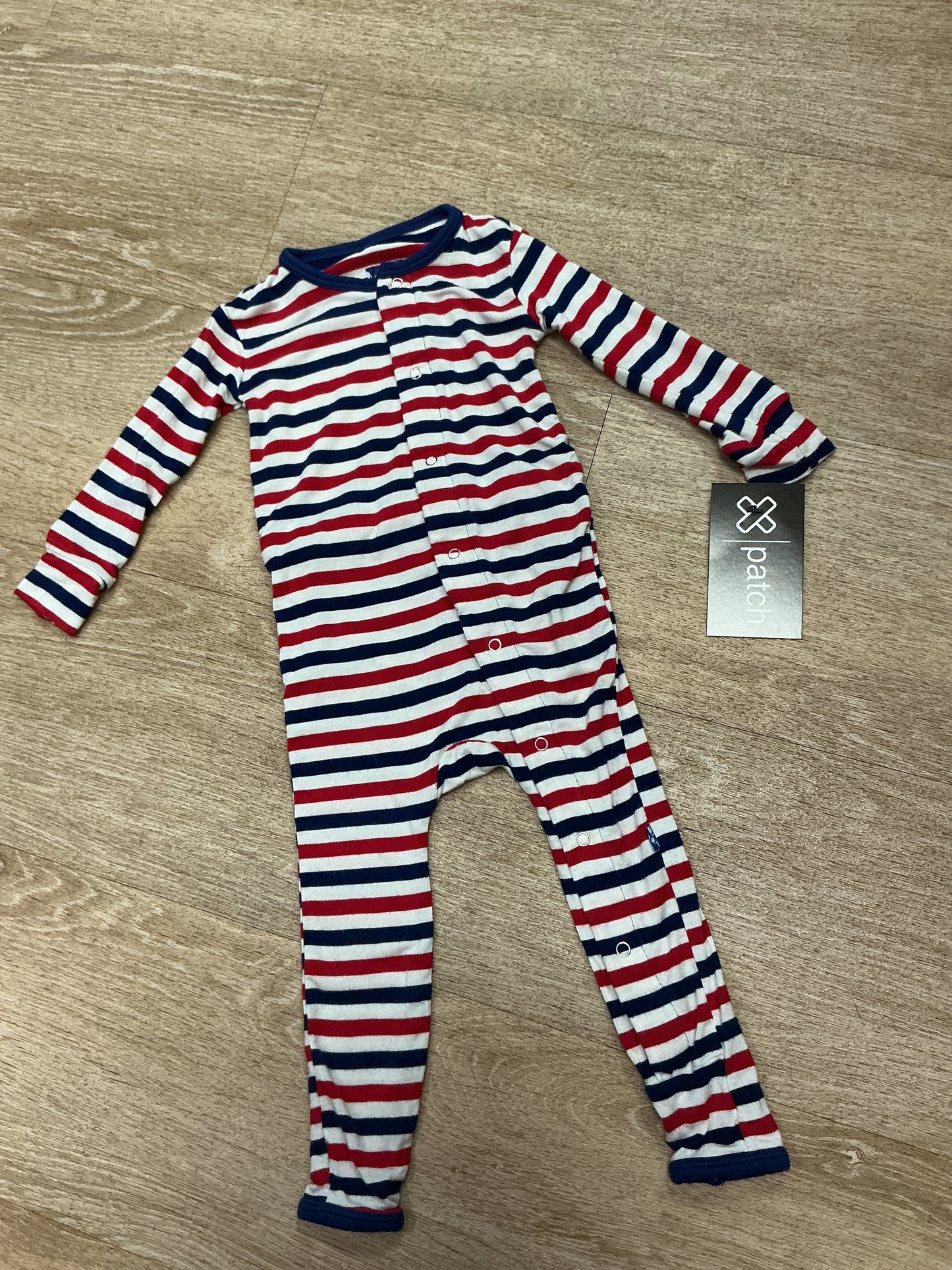 9-12m Kic Kee RWB Footed Romper