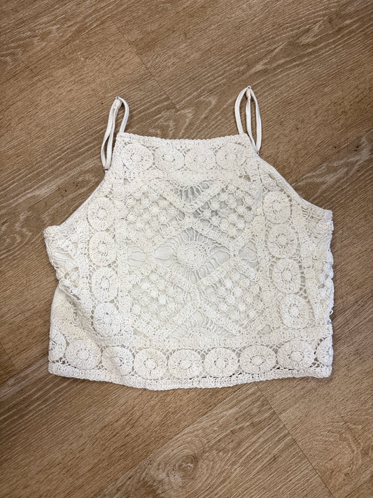 Womens Medium White Crochet Tank