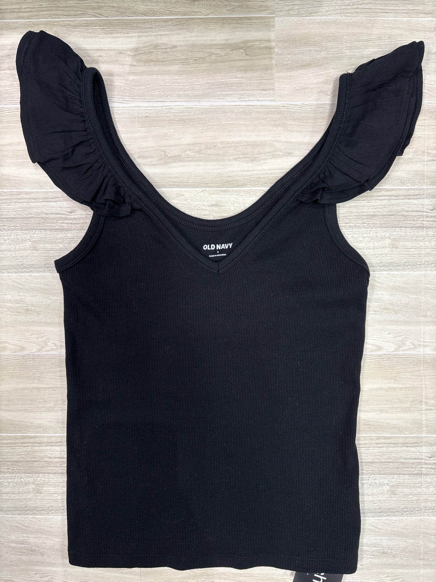 Womens Small Black Ruffle Sleeve Tank