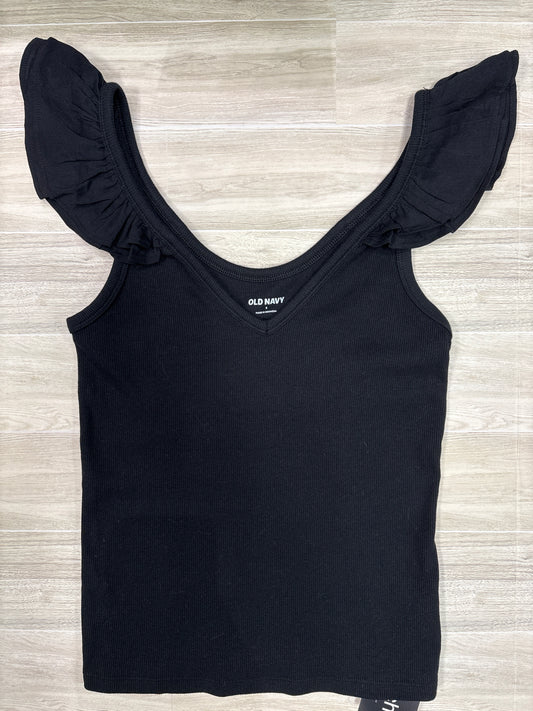 Womens Small Black Ruffle Sleeve Tank