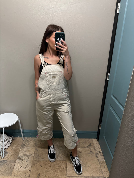 Womens Small Union Bay Y2K Cream Overalls with Elastic Cinch Ties
