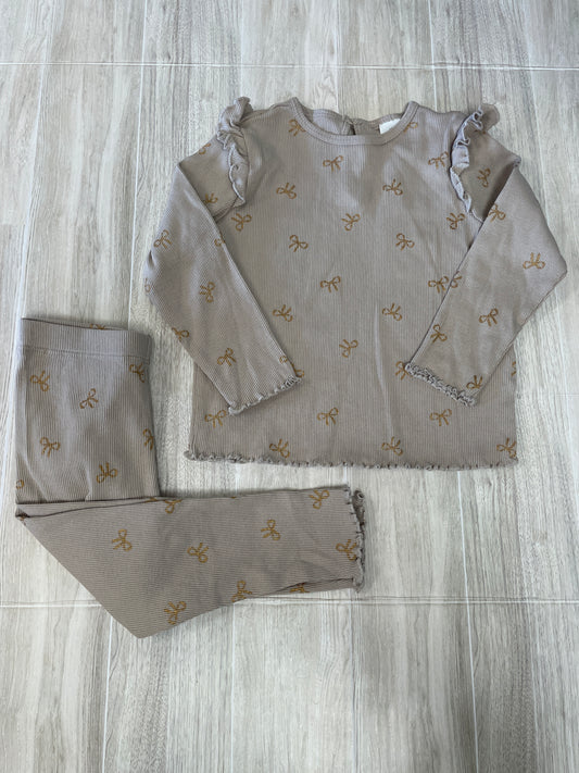 2T Beige Gold Bow 2 Piece Lounge Set