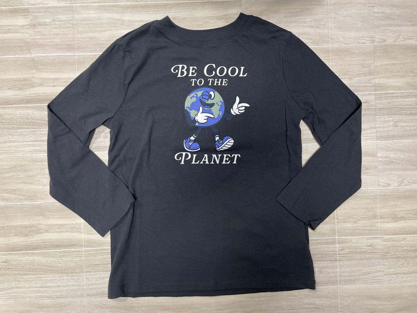 8 Charcoal Grey Be Cool To The Planet Long Sleeve