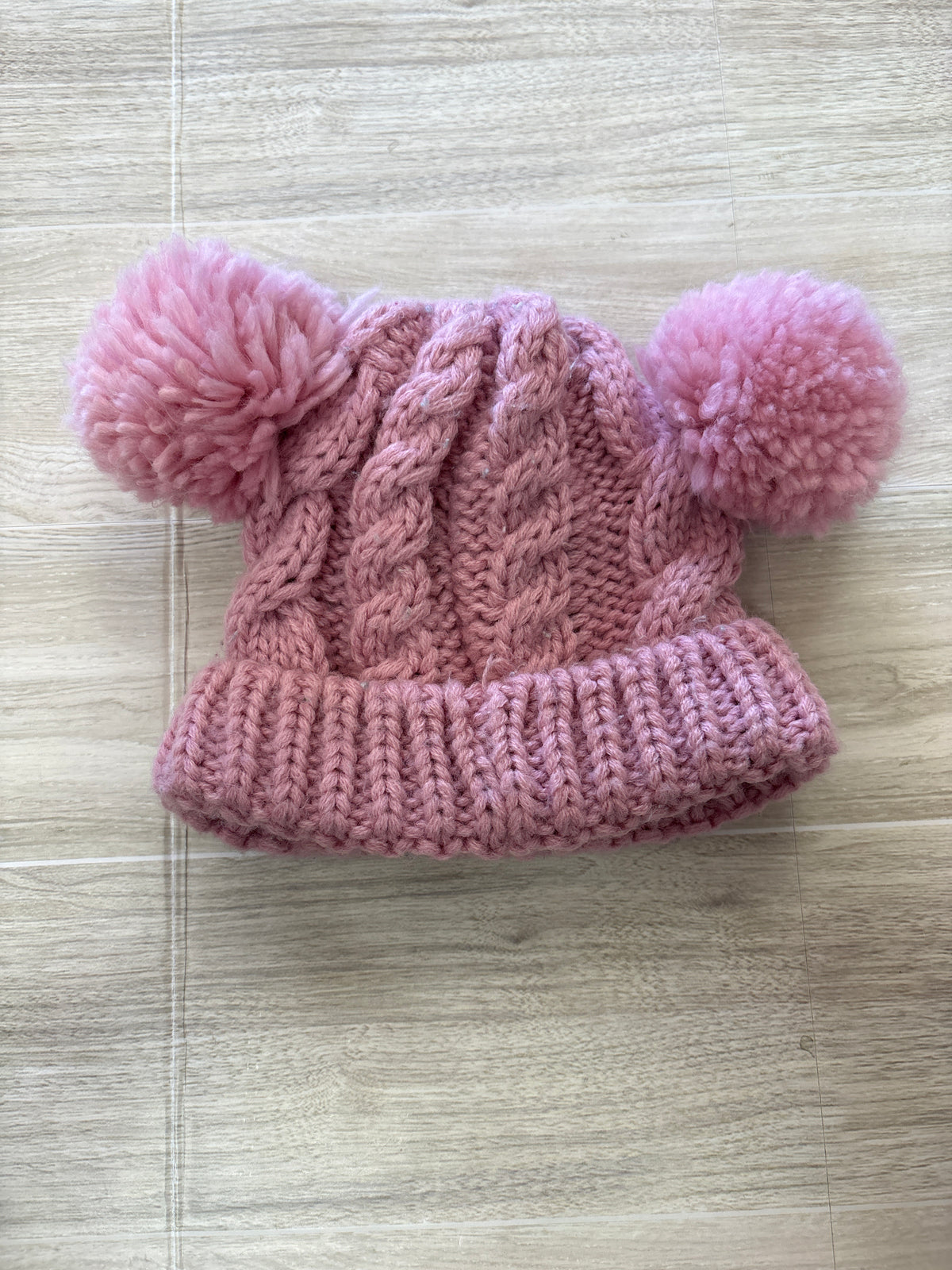 6-12m Pink Knit Pom Beanie