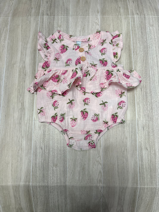 6-9m Strawberry Gauze Romper