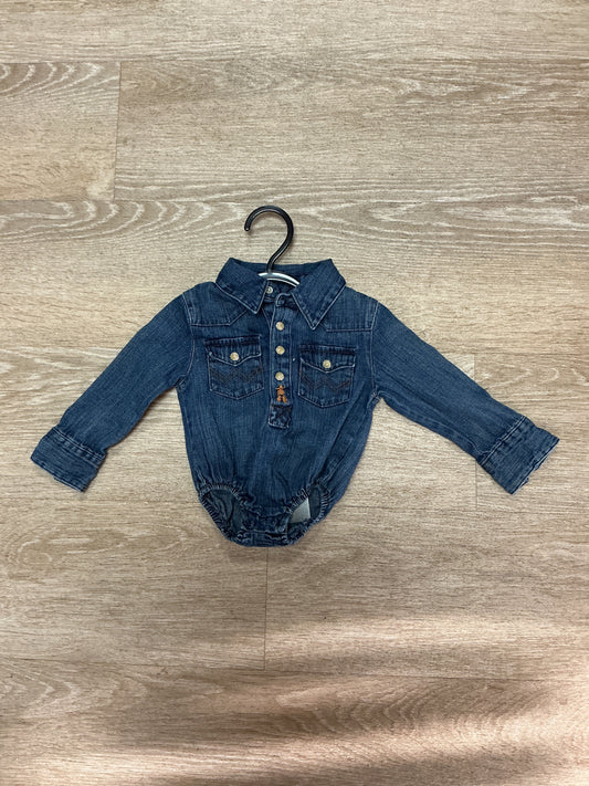 0-3m Wrangler Denim Pearl Snap Onesie