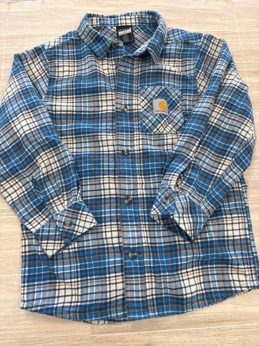 7 Blue/Cream Carhartt Button Up Flannel