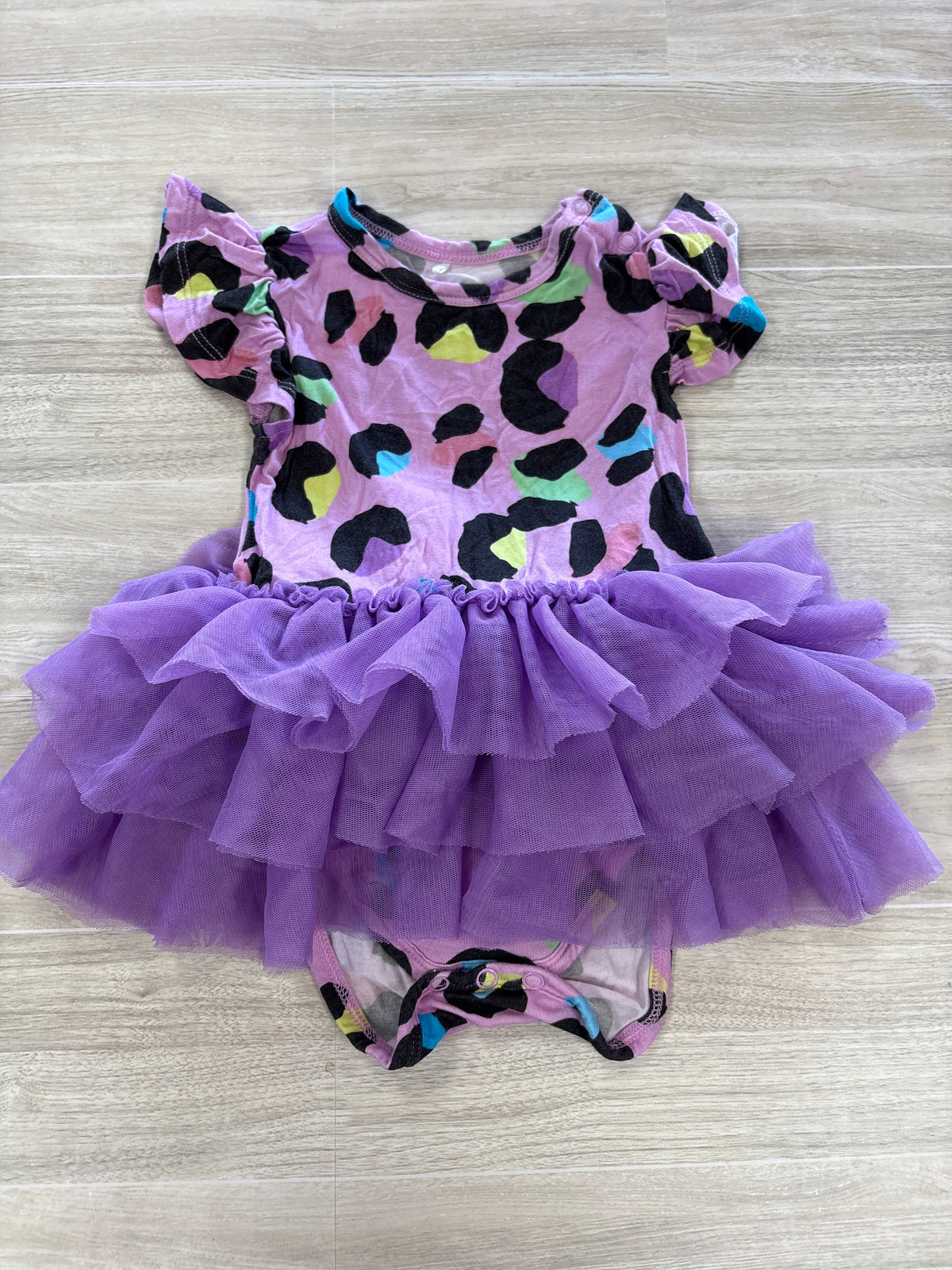 12-18m Posh Peanut Lavender Leopard Twirl Onesie